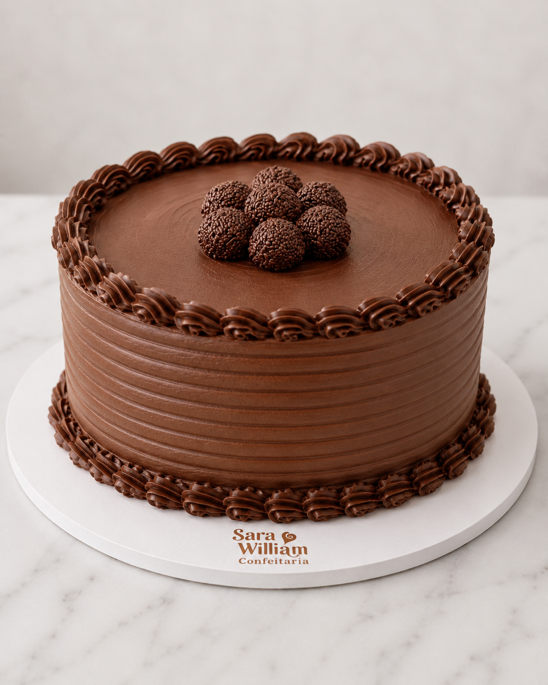 Bolo personalizado de brigadeiro com chocolate Sara William